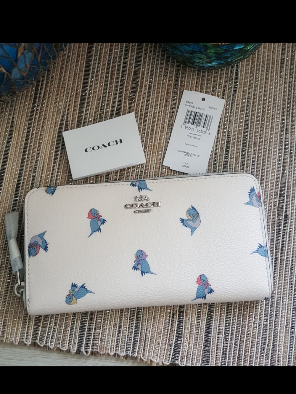 Coach Disney X Accordion Zip Wallet With Cinderella Flying Birds Print
